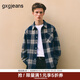 gxgjeans男裝 藍色格紋簡(jiǎn)約通勤寬松長(cháng)袖襯衫上衣男 25年秋新品 藍格 L (175) （尺碼偏大）