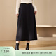 纖莉秀【遮跨顯瘦A字裙】大碼女裝知性通勤百搭半身裙胖mm冬新款3928 黑灰色 XL