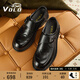 VOLO犀牛男鞋商務(wù)孟克鞋男士正裝皮鞋男高檔英倫風(fēng)軟底結婚新郎鞋 黑色 41
