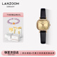 LANZOOM藍族黑金小方糖手表女【何泓姍同款】滿(mǎn)天星情人節生日禮物送女友 【JD直發(fā)】爆品皮帶款