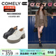 康莉（COMELY）厚底小皮鞋女春季新款牛皮系帶時(shí)尚百搭英倫深口單鞋 黑色 37