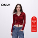 ONLY2025秋季新款休閑時(shí)尚氣質(zhì)V領(lǐng)修身短款針織衫女|125324030 F16 里約紅 S