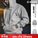 馬登工裝加絨連帽衛衣男美式街頭加厚保暖洛奇運動(dòng)帽衫男士春冬外套 淺花灰 L
