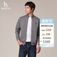 哈吉斯（HAZZYS）男裝 秋款休閑外套【液氨工藝】經(jīng)典立領(lǐng)針織夾克男ASVZU0CCX17