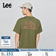 Lee商場(chǎng)同款舒適版圓領(lǐng)三角徽標印花Logo男短袖T恤潮LMT0101673RX 橄欖綠 M