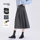 圖曼朵灰色百褶半身裙女長(cháng)款秋面試西裝職場(chǎng)高腰西裝裙小個(gè)子半裙a字裙 深灰色半身裙 高溫壓褶不易皺 M 推薦105-115斤可穿