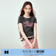 樂(lè )町甜美少女感噪點(diǎn)櫻桃印花T恤女夏季新款修身短袖舒適上衣 深灰（現貨） S