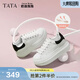他她（TATA）女鞋新款奶油泡泡厚底鞋子小白鞋透氣休閑增高板鞋 白/黑 37