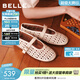 百麗（Belle）周雨彤同款無(wú)盡夏鏤空瑪麗珍女26夏新款商場(chǎng)羊皮單鞋BFF15BQ6預售 米白【周雨彤同款】 38