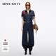 MISS SIXTY2025秋季新款牛仔連體褲女復古工裝風(fēng)寬松高腰闊腿褲 黑藍 L