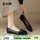 ZHR平底單鞋女優(yōu)雅通勤一腳蹬船鞋女輕便舒適淺口女鞋 BL387 黑色 37