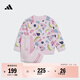 adidas女?huà)胪蓍e寬松印花長(cháng)袖套裝秋季阿迪達斯官方輕運動(dòng)   清澈粉/祈福粉   98
