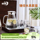 青蘋(píng)果水壺水杯套裝 涼水壺冷水壺錘紋耐熱玻璃嘟嘟壺*1錘紋玻璃杯*6