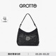 GROTTO個(gè)樂(lè )經(jīng)典黑石hobo包大小號植鞣綿羊皮腋下單肩斜挎軟包通勤禮物 經(jīng)典黑 銀標S