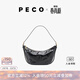 PECO城市系列牛角包春夏軟皮百搭休閑月亮包油蠟皮腋下斜挎包女神節禮 經(jīng)典黑頭層油蠟牛皮 默認