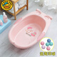 G.duck小黃鴨嬰兒洗澡盆 長(cháng)方形塑料家用卡通盆男女寶寶洗澡盆嬰幼兒浴 粉色貓頭鷹大號浴盆+浴球0-5歲