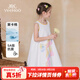 英氏（YEEHOO）女童連衣裙兒童裙子夏季時(shí)尚可愛(ài)休閑風(fēng)背心裙夏裝新款中小童裝 斑斕彩虹-白色 【5A抗菌】 120
