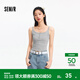 森馬（Semir）陳都靈|背心女短款顯瘦上衣2025夏季新款簡(jiǎn)約風(fēng)亨利領(lǐng)緊身吊帶 中花灰00510 M