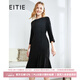 愛(ài)特愛(ài)（EITIE）秋冬商場(chǎng)同款優(yōu)雅通勤百搭收腰魚(yú)尾七分袖連衣裙女包臀6007747 黑20 XL 170