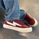 萬(wàn)斯巴小眾設計閃電板鞋男鞋潮鞋韓版時(shí)尚百搭休閑面包鞋運動(dòng)鞋帆布鞋 酒紅 43