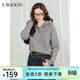 LAGOGO晨霧織夢(mèng)溫柔連帽針織衫女拉谷谷2025年冬季新款松弛感上衣 灰色 L