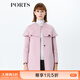 PORTS寶姿 新品女裝簡(jiǎn)約荷葉邊棒球領(lǐng)大衣SA9C016GZW010 淺粉 S (4)