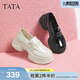 他她（TATA）休閑厚底樂(lè )福鞋女鞋淺口單鞋小皮鞋秋季新款 黑色 37