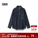 森馬（Semir）牛仔襯衫女冬中長(cháng)款保暖寬松雪尼爾格紋襯衣潮酷復古鹽系衣服 牛仔黃泥染80325 XL