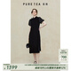 茶·愫【明星同款/輕禮服】puretea茶愫新中式旗袍絲絨連衣裙女夏季新品 石墨黑 M