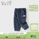 戴維貝拉（DAVE＆BELLA）童裝針織褲子秋冬新款加絨男童運動(dòng)褲女寶寶衛褲小童休閑長(cháng)褲 牛仔藍【現貨】 90 cm（建議身高80-90cm）