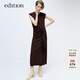 edition連衣裙女春新款氣質(zhì)包肩無(wú)袖綁結羊毛針織裙開(kāi)衩長(cháng)裙 棕咖色 S (160)
