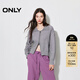 ONLY冬季含綿羊毛翻領(lǐng)長(cháng)袖落肩開(kāi)衫針織衫女|12443B008 G44 花灰色 M (165) 84A