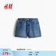 H&M女裝牛仔褲春季通勤時(shí)尚直筒丹寧中腰微彈顯瘦牛仔短褲273712 淺牛仔藍 40 165/76