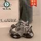 啄木鳥(niǎo)歐貨厚底老爹鞋女春夏季新款小個(gè)子增高阿甘鞋百搭舒適休閑運動(dòng)鞋 灰色 37 (235mm)
