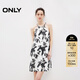 ONLY夏季時(shí)尚潮流短款掛脖系帶收腰連衣裙女|124207077 H1D 富利達紋黑白 M (165) 84A