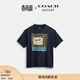 蔻馳（COACH）奧萊男士EVERYDAY拼貼裝飾棉質(zhì)型短袖T恤 海軍藍色 M