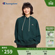 Champion冠軍女款衛衣25秋季刺繡logo連帽衛衣女運動(dòng)休閑潮 深綠色 M