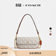 蔻馳（COACH）新款女士馬車(chē)圖案印花BROOK翻蓋鏈帶包斜挎單肩包高級感女包 B4/粉筆白色 灰褐色