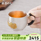 銀器時(shí)代帶把手純手工雅菊花銀杯子主人杯足銀999足銀小茶杯功夫茶具茶杯 約64克+證書(shū) 75ml