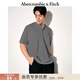 Abercrombie & Fitch經(jīng)典小麋鹿圖案男裝25夏季美式重磅寬松亨利領(lǐng)短袖T恤 深灰色 XL (180/116A)尺碼偏大