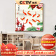 良木新中式餐廳裝飾畫(huà)入戶(hù)玄關(guān)正方形水墨畫(huà)荷花九魚(yú)圖掛畫(huà)中國風(fēng)墻畫(huà) G-九魚(yú)圖 50*50 棕木框  布藝畫(huà)