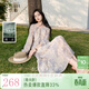 三彩【萊賽爾】2026春季新款V領(lǐng)印花連衣裙長(cháng)袖A字裙長(cháng)裙S 米白色花卉 S 155/80A