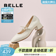 百麗（Belle）復古時(shí)裝瑪麗珍鞋女商場(chǎng)同款質(zhì)感牛皮單鞋E1T1DCQ5預售 米白色 36 (230mm)