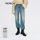 MO&Co.【SMILEY聯(lián)名】牛仔褲2025冬新品臟污噴墨磨邊做舊棉質(zhì)MBE4JEN009 牛仔藍色 XS 25