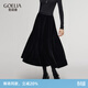 歌莉婭 冬季新品  絲絨傘擺長(cháng)款半截裙  1E3R2B23D 00B黑色 S