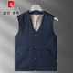 皮爾卡丹純棉多口袋馬甲男加大碼坎肩棉背心記者釣魚(yú)寬松馬夾無(wú)袖潮汗衫男 牛仔藍 XL