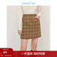 茵曼（INMAN）【商場(chǎng)同款】復古撞色小A短裙2025春秋女裝新款百搭格紋半身裙 咖啡色 M