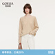 歌莉婭羊絨衫女春季2026新款巨好看一字領(lǐng)上衣慵懶毛衣1F1L5J100 71W杏色 M