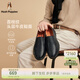 暇步士（Hush Puppies）秋季新款男士商務(wù)皮鞋舒適百搭休閑真皮皮鞋一腳蹬男鞋 曜石黑 41