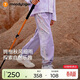 moodytiger女童長(cháng)褲拒水防風(fēng)春秋裝兒童褲子印花拼接束腳工裝褲戶(hù)外運動(dòng)褲